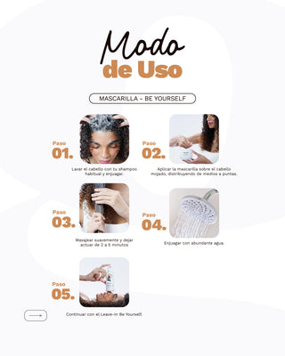 Mascarilla Hidratante | Para Cabellos Rizados, Ondulados y Crespos | BE YOURSELF | 17 OZ / 500 ML